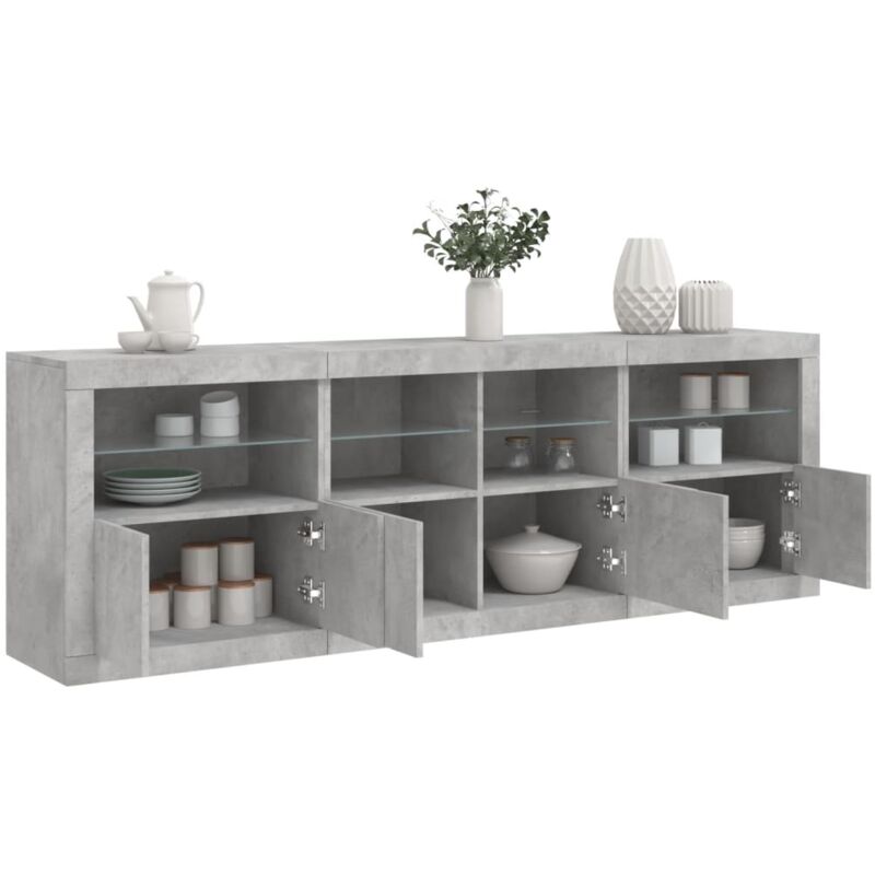 foto del prodotto credenza con luci led grigio cemento 202x37x67 cm vidaxl
