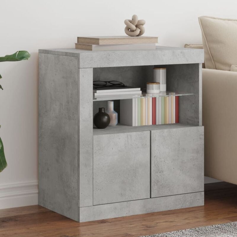 foto del prodotto credenza con luci led grigio cemento 60,5x37x67 cm vidaxl