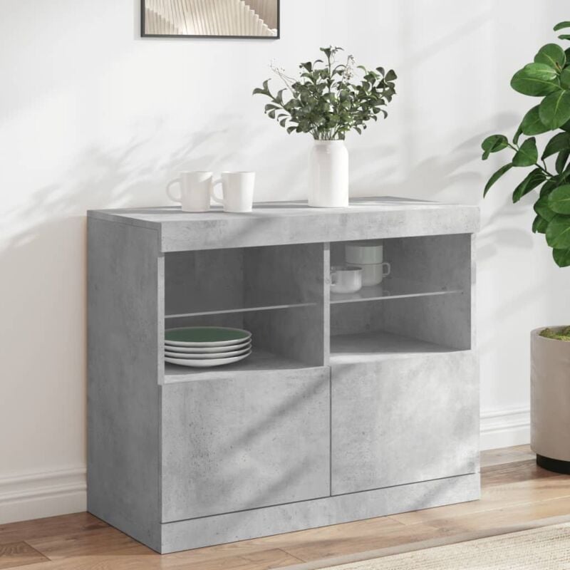 foto del prodotto credenza con luci led grigio cemento 81x37x67 cm vidaxl