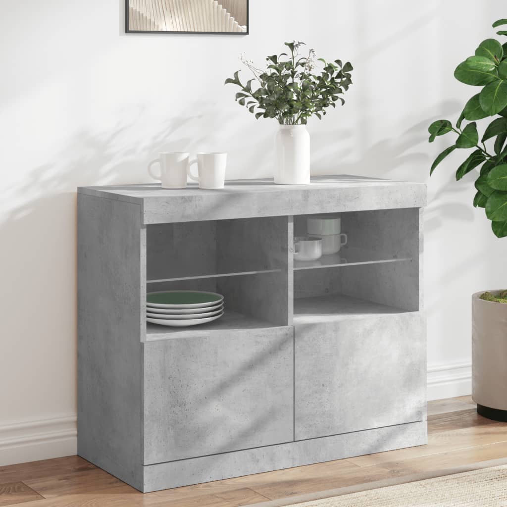 foto del prodotto credenza con luci led grigio cemento 81x37x67 cmcod mxl 134283