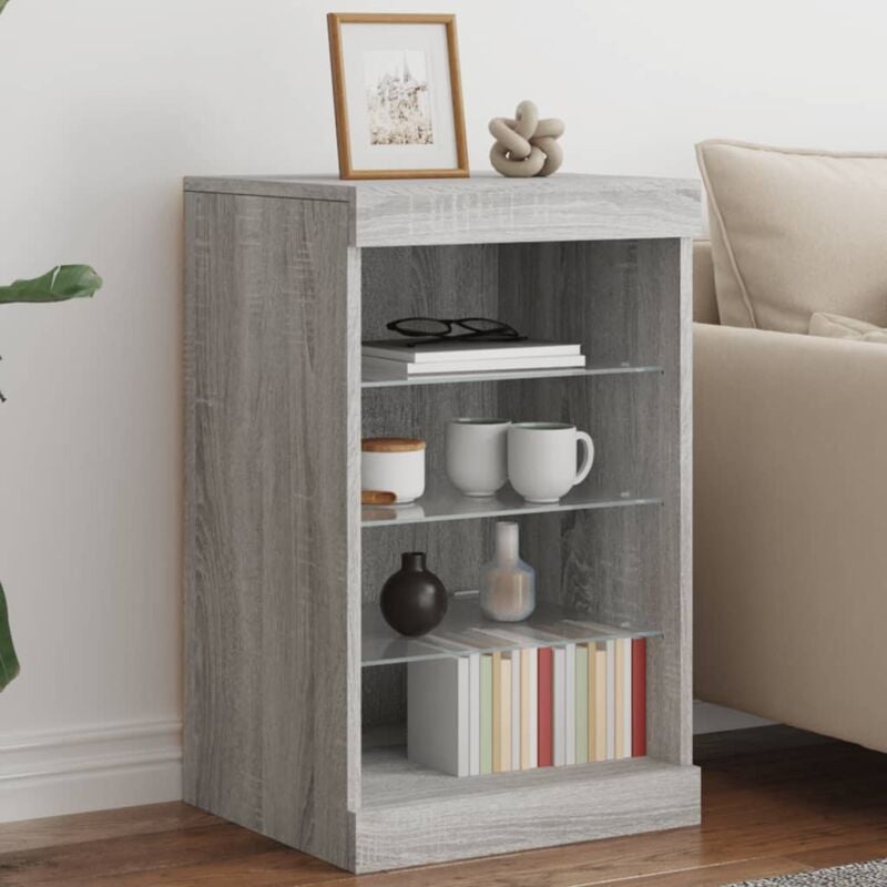 foto del prodotto credenza con luci led grigio sonoma 41x37x67 cm