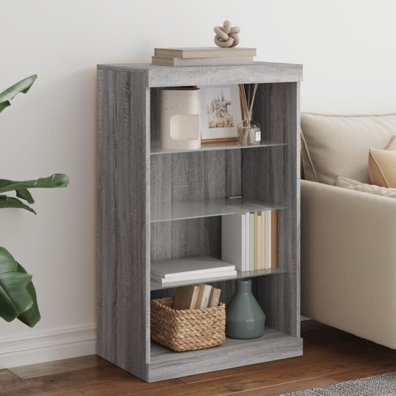 foto del prodotto credenza con luci led grigio sonoma 60,5x37x100 cm vidaxl