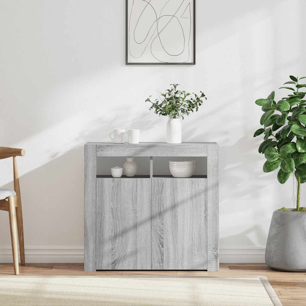foto del prodotto credenza con luci led grigio sonoma 80x35x75 cm cod mxl 20081