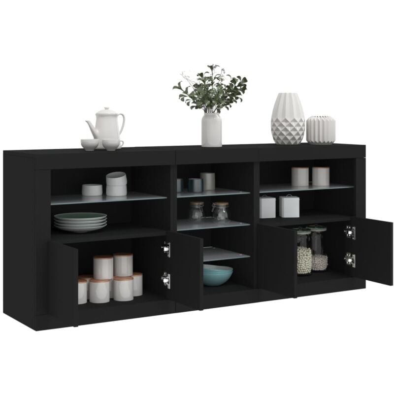 foto del prodotto credenza con luci led nera 181,5x37x67 cm vidaxl