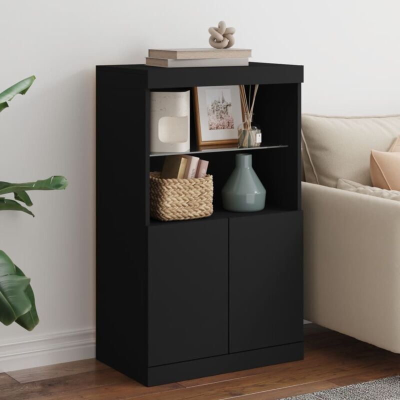 foto del prodotto credenza con luci led nera 60,5x37x100 cm vidaxl