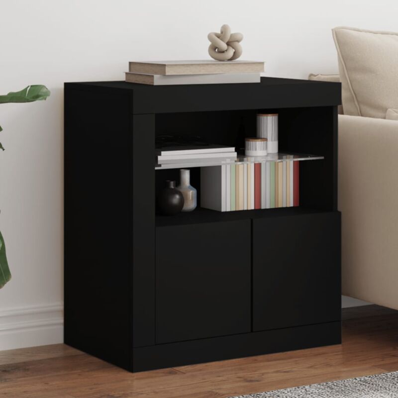foto del prodotto credenza con luci led nera 60,5x37x67 cm vidaxl