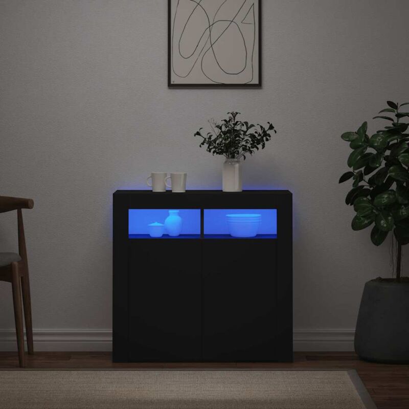 foto del prodotto credenza con luci led nera 80x35x75 cm vidaxl