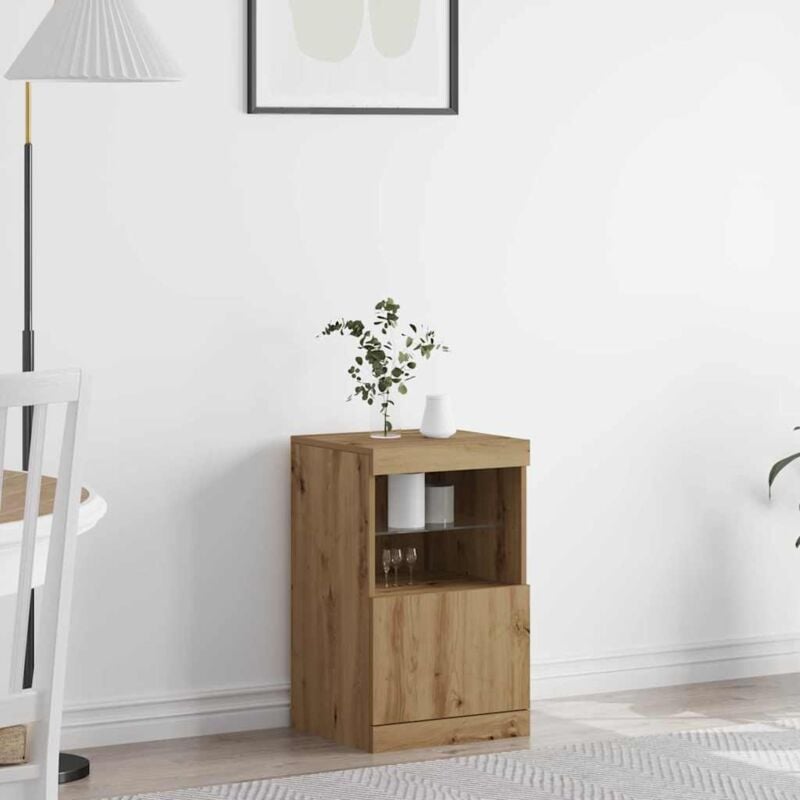 foto del prodotto credenza con luci led rovere artigianale 41x37x67 cm vidaxl