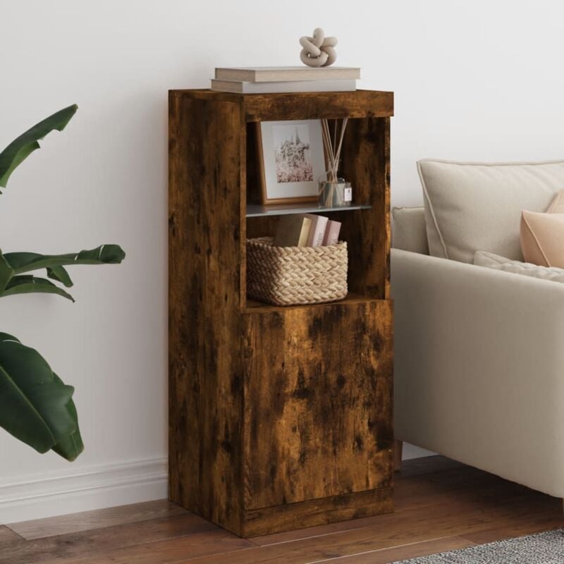 foto del prodotto credenza con luci led rovere fumo 41x37x100 cm vidaxl