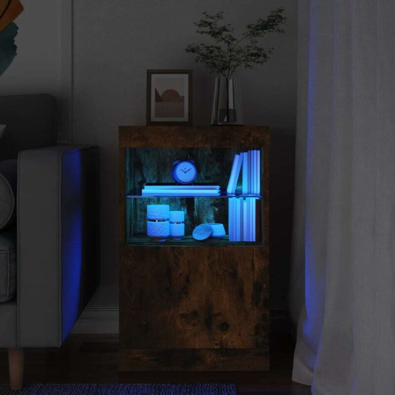 foto del prodotto credenza con luci led rovere fumo 41x37x67 cm vidaxl