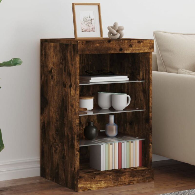 foto del prodotto credenza con luci led rovere fumo 41x37x67 cm vidaxl