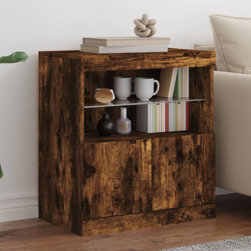 foto del prodotto credenza con luci led rovere fumo 60x37x67 cm vidaxl