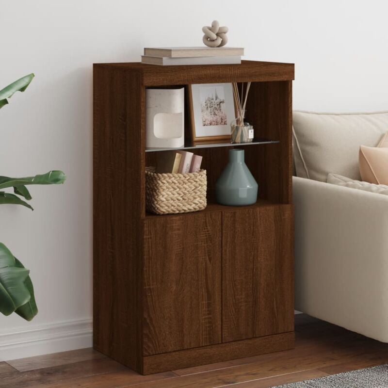 foto del prodotto credenza con luci led rovere marrone 60,5x37x100 cm vidaxl