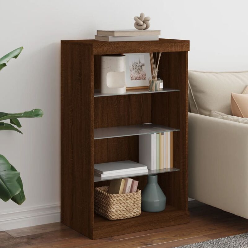 foto del prodotto credenza con luci led rovere marrone 60,5x37x100 cm vidaxl