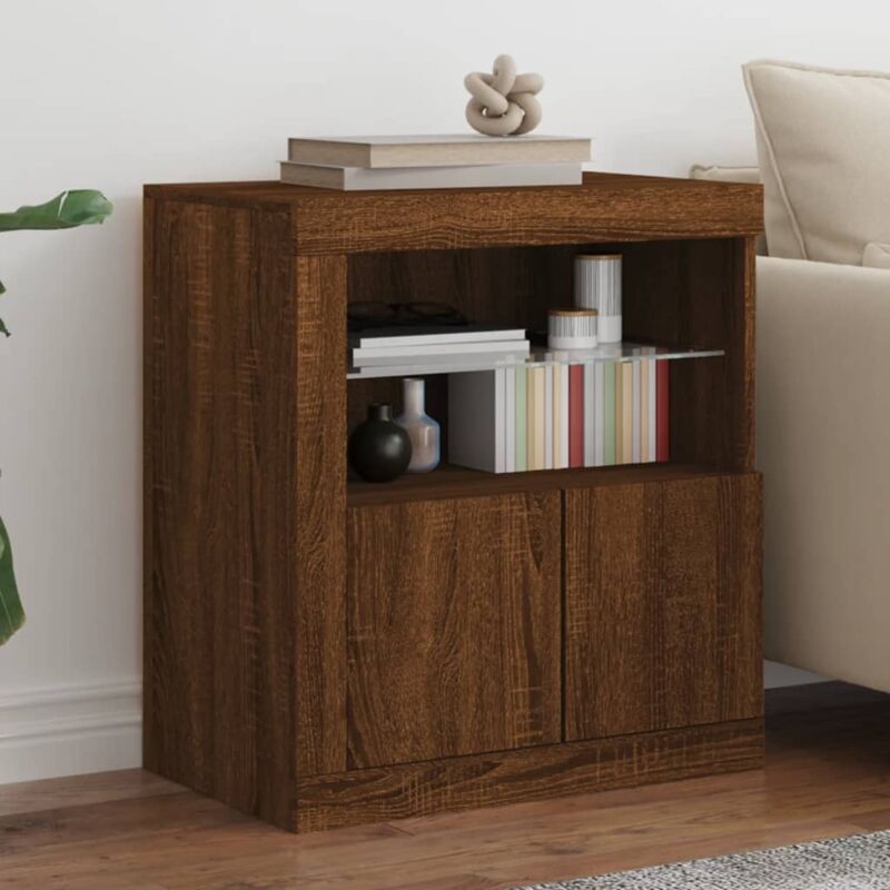 foto del prodotto credenza con luci led rovere marrone 60,5x37x67 cm vidaxl
