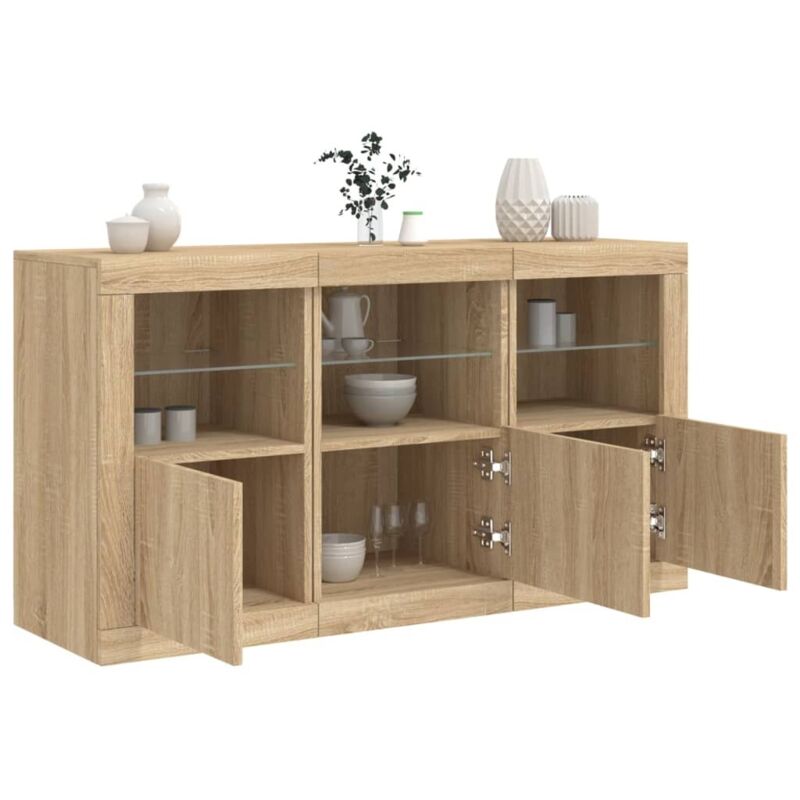 foto del prodotto credenza con luci led rovere sonoma 123x37x67 cm vidaxl