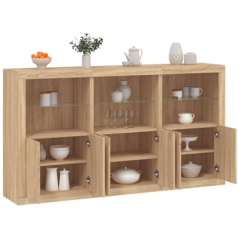 foto del prodotto credenza con luci led rovere sonoma 181,5x37x100 cm vidaxl