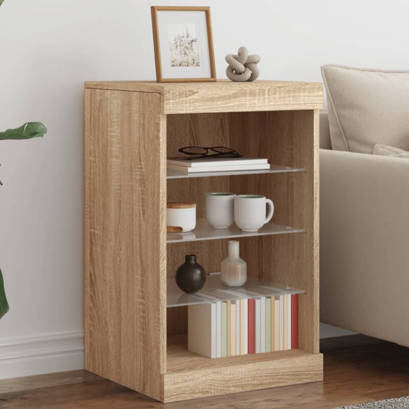 foto del prodotto credenza con luci led rovere sonoma 41x37x67 cm vidaxl