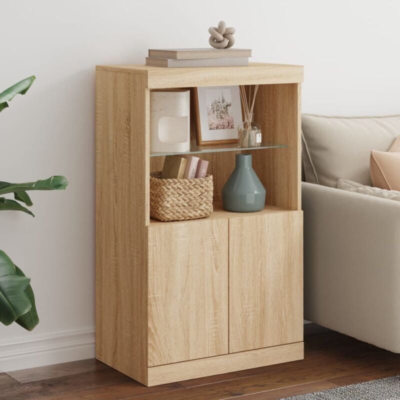 foto del prodotto credenza con luci led rovere sonoma 60,5x37x100 cm vidaxl