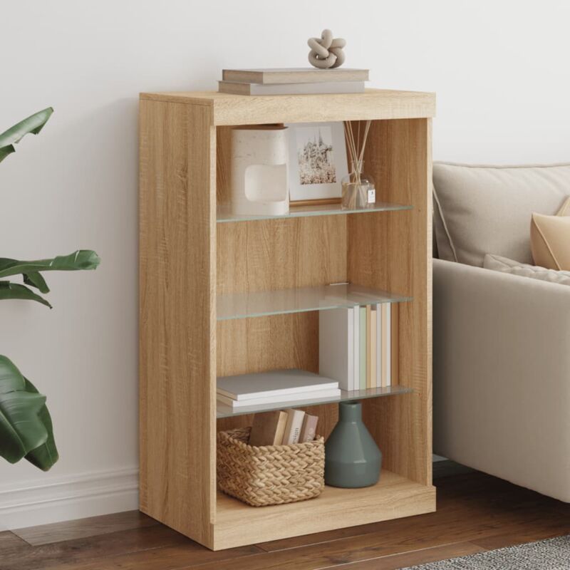 foto del prodotto credenza con luci led rovere sonoma 60,5x37x100 cm vidaxl