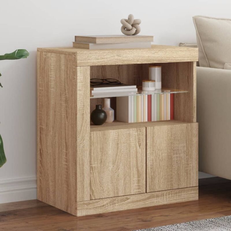 foto del prodotto credenza con luci led rovere sonoma 60,5x37x67 cm vidaxl