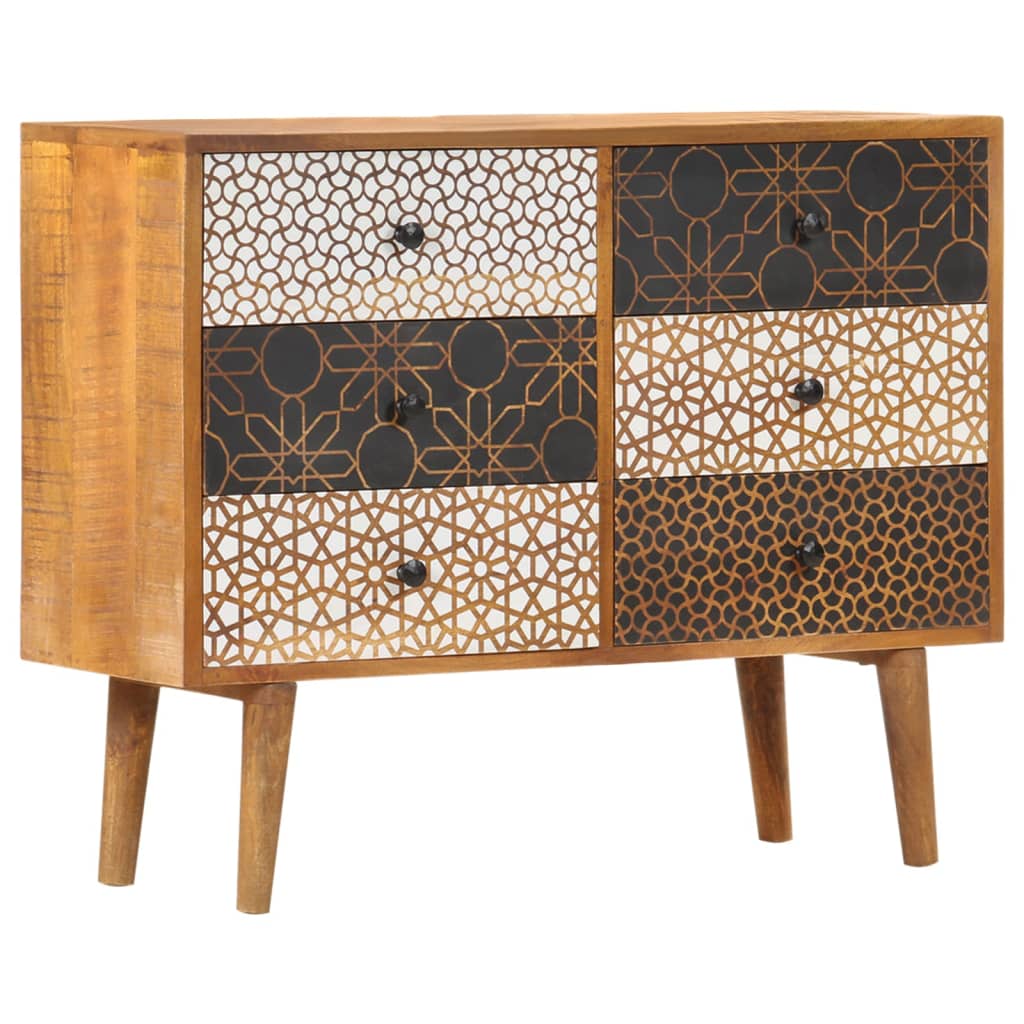 foto del prodotto credenza con motivo stampato 90x30x70 cm in massello di mango cod mxl 16339