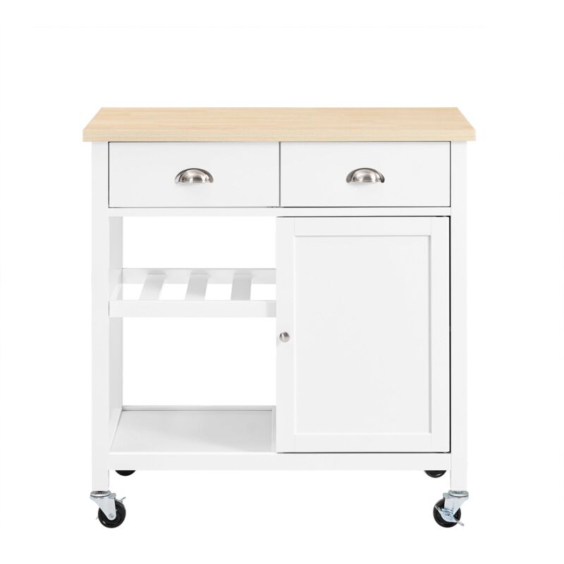 foto del prodotto credenza con ruote con piano in legno 87x51x89cm fkw62 ii wn sobuy