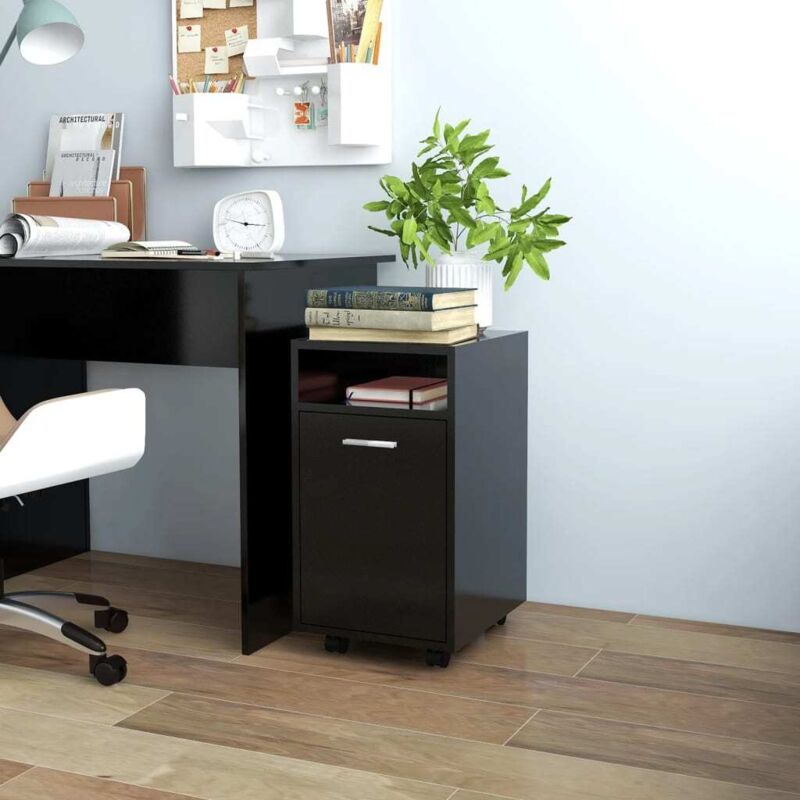 foto del prodotto credenza con ruote nera 33x38x60 cm in legno multistrato vidaxl