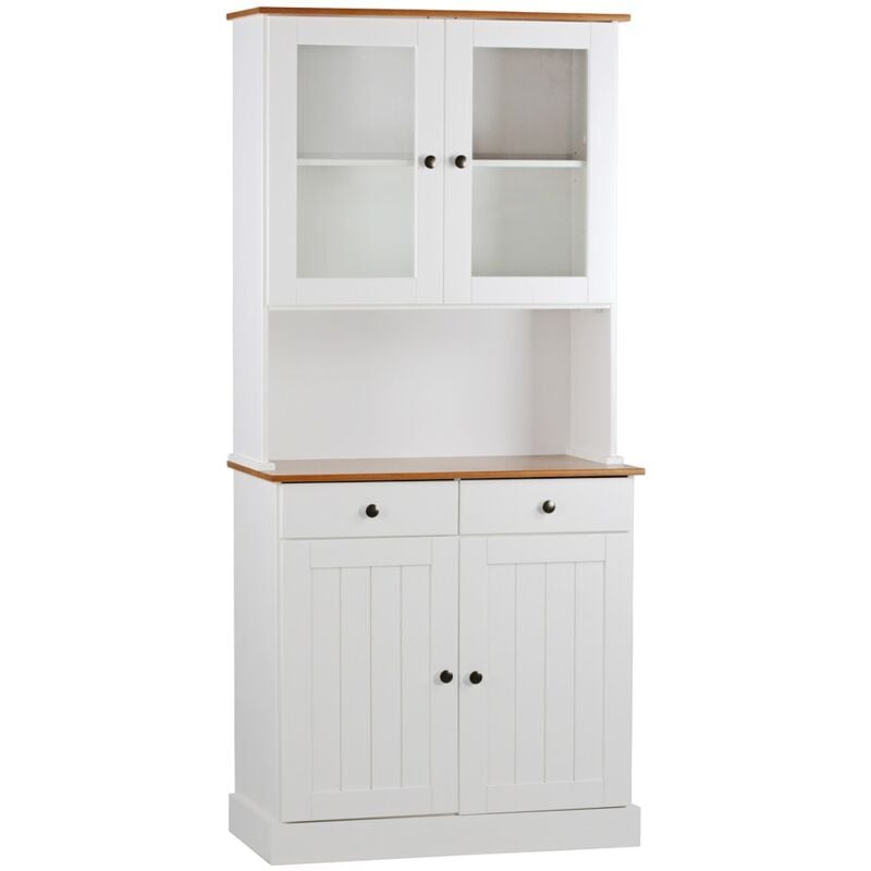 foto del prodotto credenza con vetrina 4 ante e 2 cassetti 88x197 cm in legno bianco noce