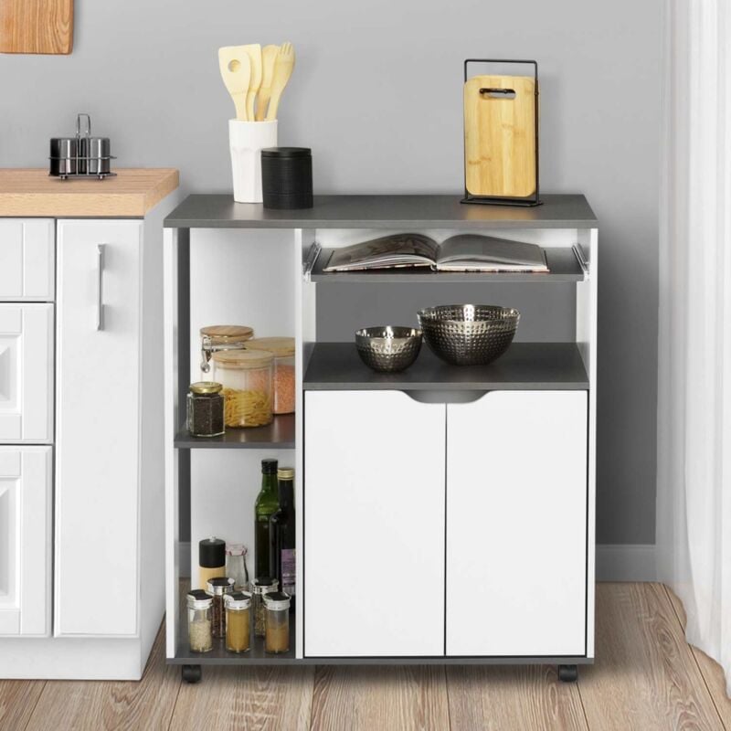 foto del prodotto credenza cosi, legno bianco e piano grigio l.76 cm