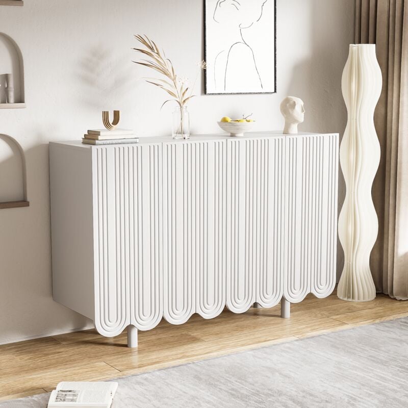 foto del prodotto credenza, credenza dalla forma a goccia con ante profilate e cerniera a tampone