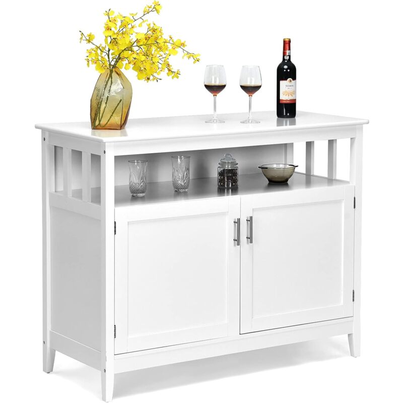 foto del prodotto credenza cucina, armadietto cucina con 2 ante scomparti e ripiano interno regolabile, mobiletto multiuso moderno cucina soggiorno ingresso sala da