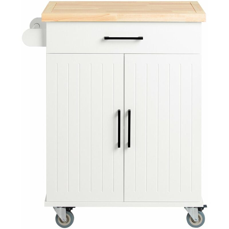 foto del prodotto credenza cucina carrello cucina con ruote con cassetto e 2 ante 74.5x45.5x91cm fkw119 wn sobuy