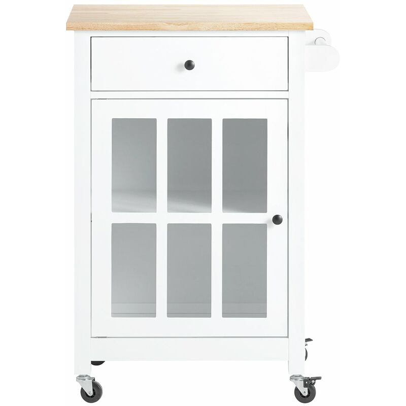 foto del prodotto credenza cucina legno carrello cucina con ruote piano in legno massello di hevea nero 634688cm colore nero fkw98 wn sobuy