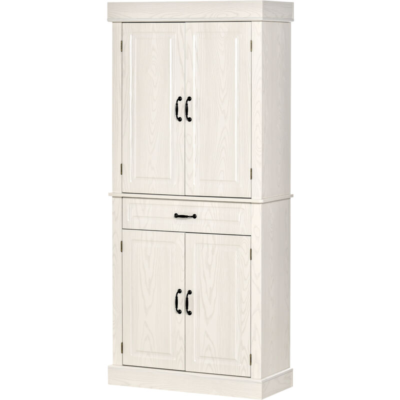 foto del prodotto credenza cucina stile coloniale con cassetto e 2 armadietti bianco homcom