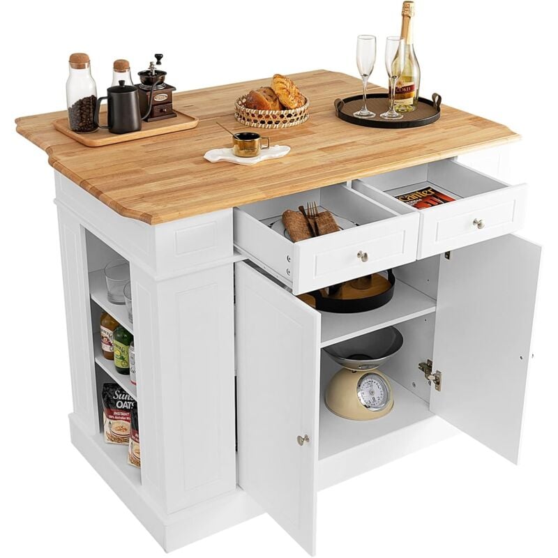foto del prodotto credenza da cucina in legno, isola da cucina con contenitore, con ripiani regolabili a 3 livelli, 120 x 61 x 92 cm, capacit di carico 200 kg