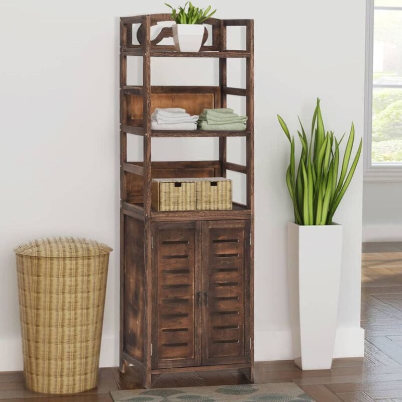 foto del prodotto credenza dal design anticato con 2 ante e scomparti superiori vari colori colore marrone