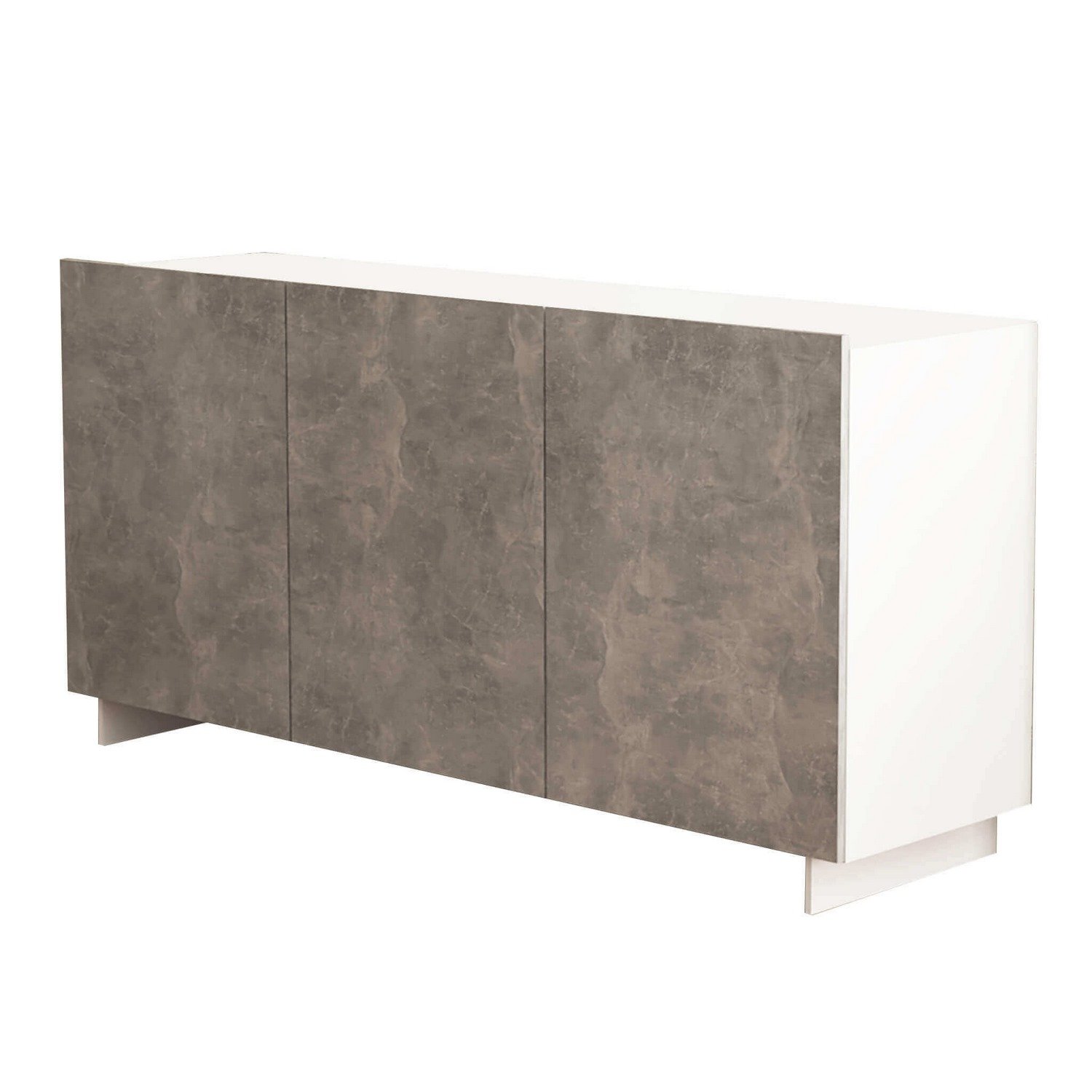 foto del prodotto credenza di colore bianco e grigio effetto cemento mod. carlile