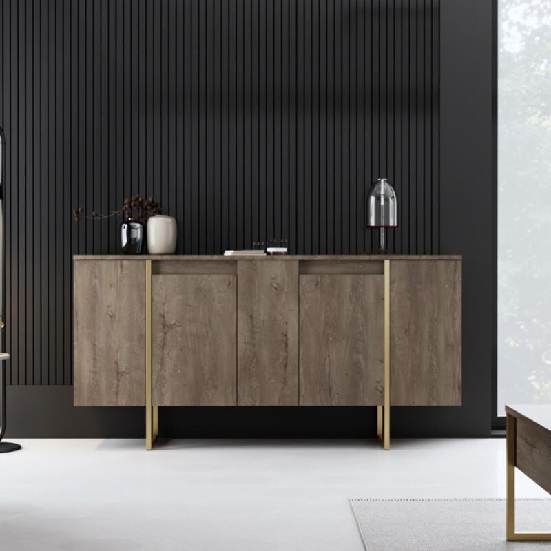 foto del prodotto credenza di design 160 cm legno e oro 4 ante luxor