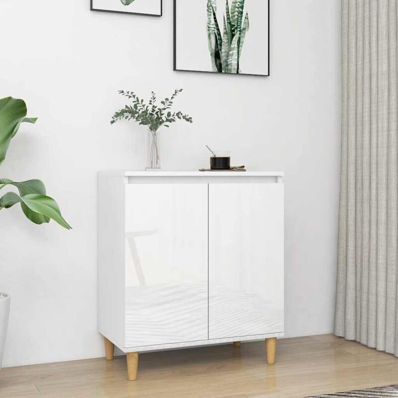 foto del prodotto credenza gambe massello bianco lucido 60x35x70cm multistrato - vidaxl