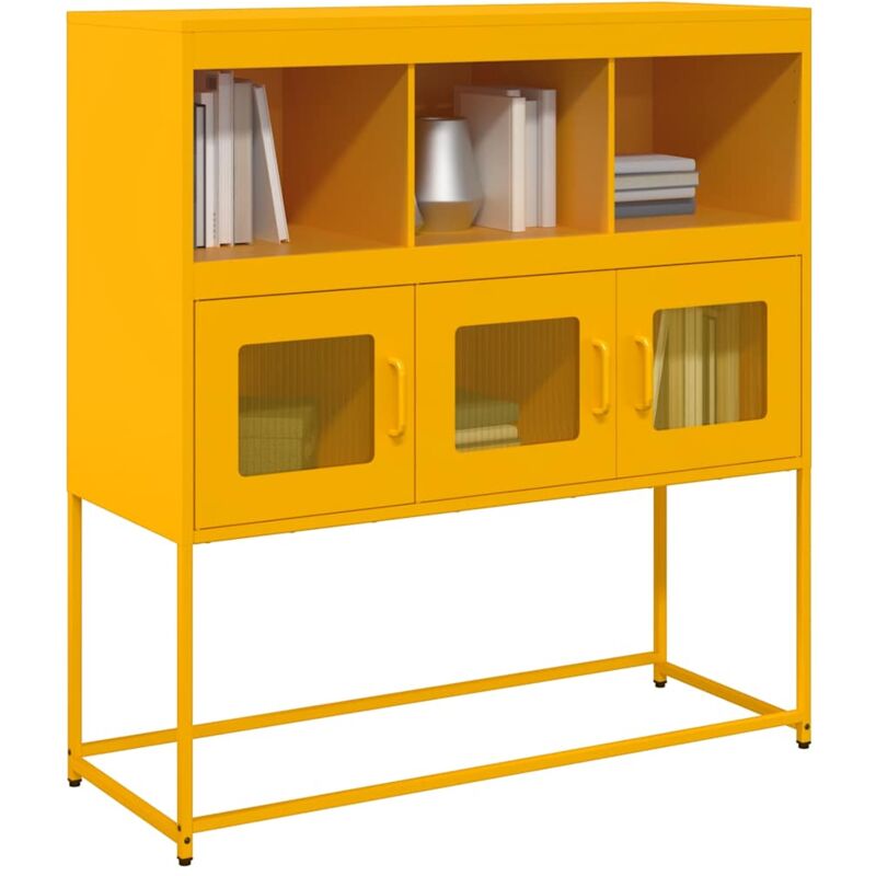 foto del prodotto credenza giallo senape 100,5x39x107cm acciaio laminato freddo vidaxl
