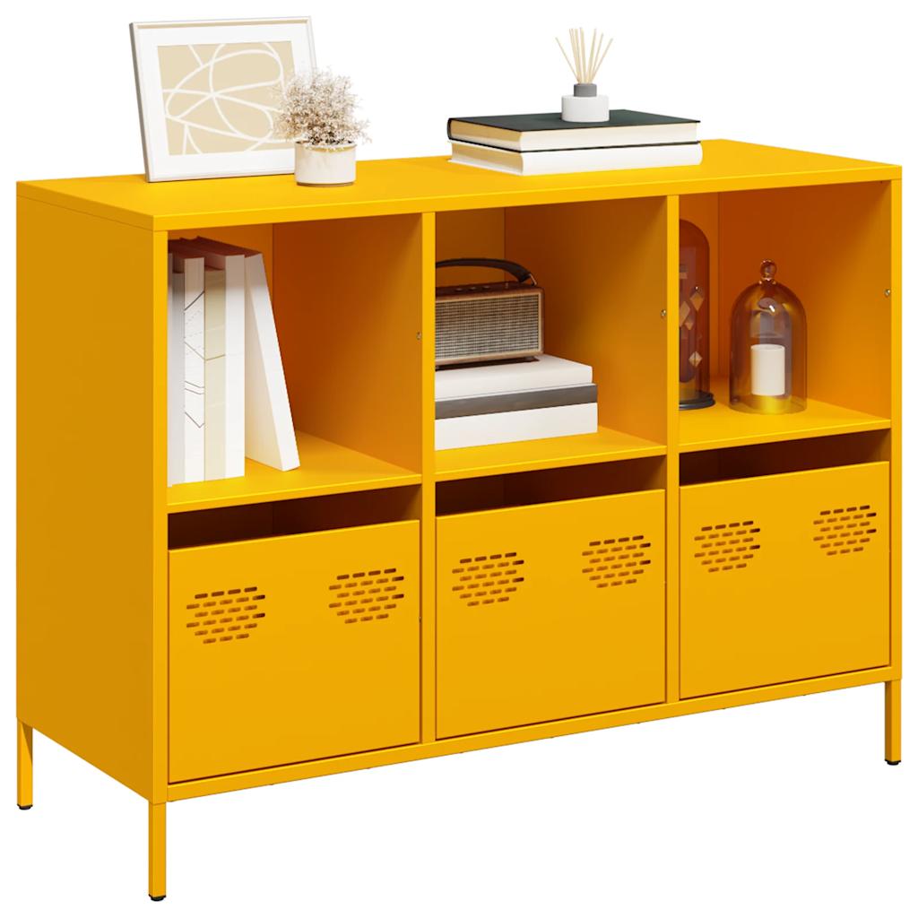 foto del prodotto credenza giallo senape 101,5x39x73,5 cm acciaio laminato freddo