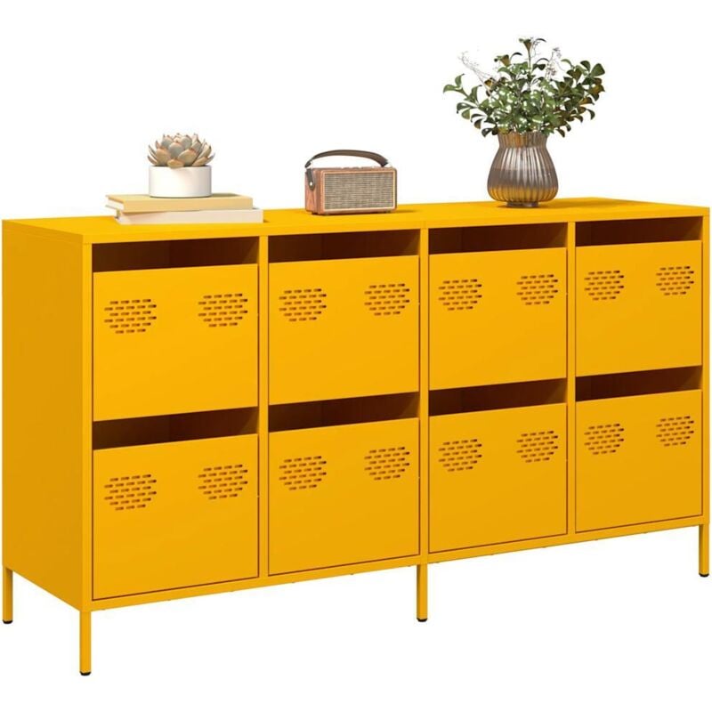 foto del prodotto credenza giallo senape 135x39x73,5 cm acciaio laminato a freddo vidaxl