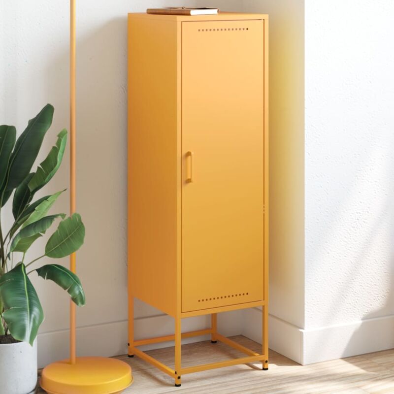 foto del prodotto credenza giallo senape 36x39x123 cm in acciaio vidaxl