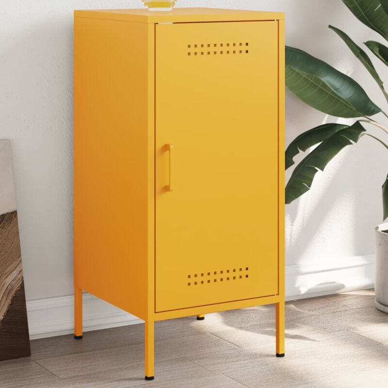 foto del prodotto credenza giallo senape 36x39x79 cm in acciaio vidaxl