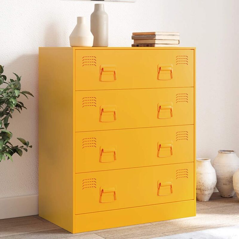foto del prodotto credenza giallo senape 67x39x83 cm in acciaio - vidaxl