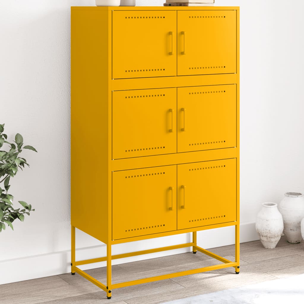 foto del prodotto credenza giallo senape 68,5x38,5x123,5 cm in acciaio