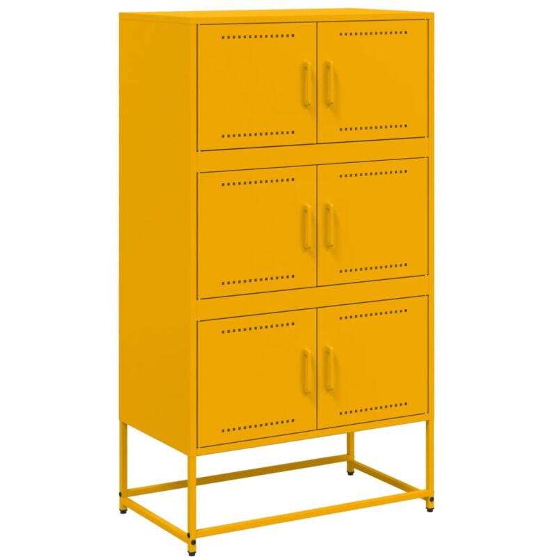 foto del prodotto credenza giallo senape 68,5x38,5x123,5 cm in acciaio vidaxl
