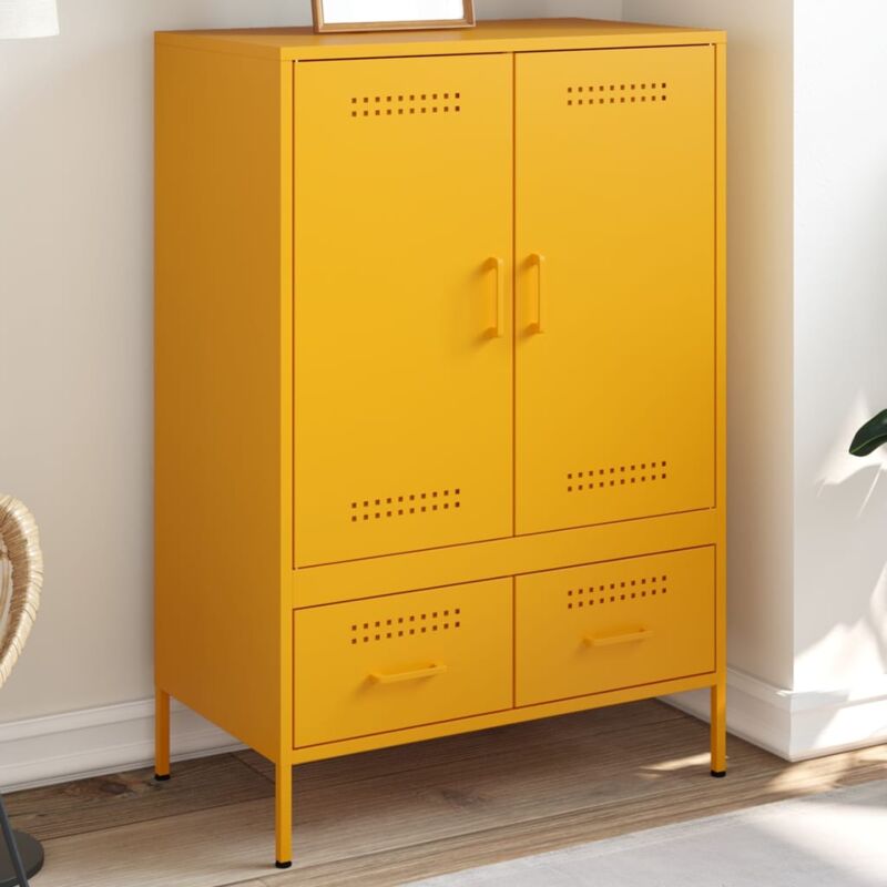 foto del prodotto credenza giallo senape 68x39x101,5 cm in acciaio - vidaxl