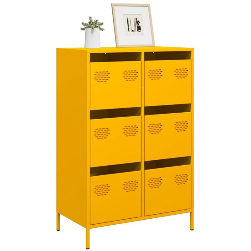 foto del prodotto credenza giallo senape 68x39x101,5 cm in acciaio vidaxl